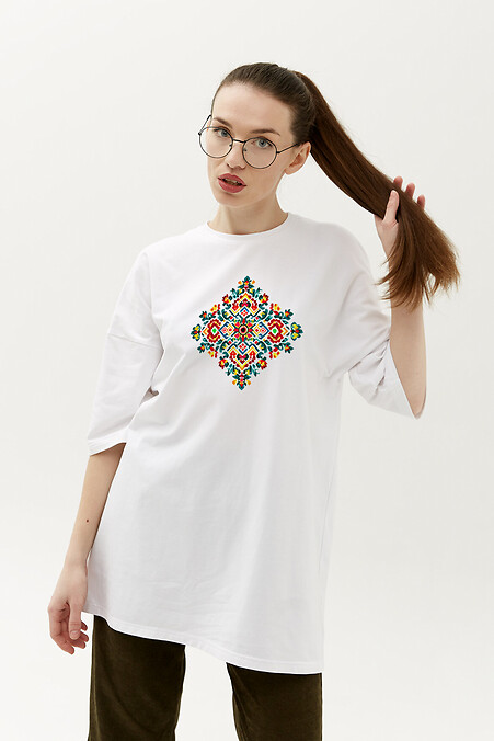 T-shirt Garne Rhombus "embroidered". T-Shirts. Farbe: weiß. #9001238