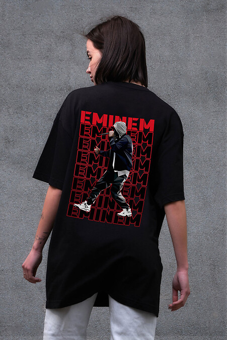 Женская футболка оверсайз Without с принтом Eminem Black - #8056240