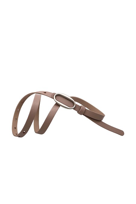 Women's beige belt made of genuine leather. - #3300241