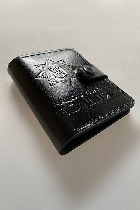 Hülle für Personalausweis und Abzeichen der Nationalpolizei der Ukraine, Leder schwarz glänzend - #8046243
