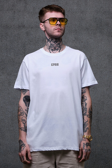 Übergroßes Herren-T-Shirt mit Aufdruck ohne 1702 Weiß - #8049244