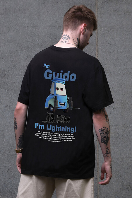Męska koszulka oversize Without z nadrukiem Guido Black - #8056245