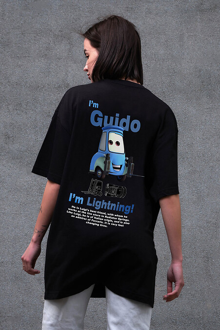 Women's Oversized T-Shirt Without Print Guido Black - #8056246