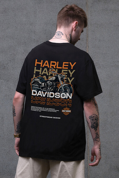 Мужская футболка оверсайз Without с принтом Harley Black - #8056247