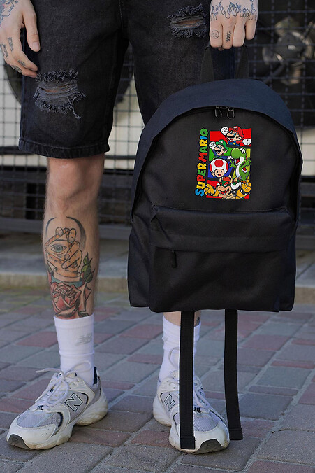Codzienny Plecak Szkolny dla Chłopca Without Compact z nadrukiem Super Mario Czarny - #8055248