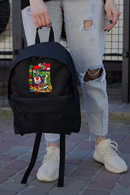 Freizeit-Schulrucksack für Mädchen Without Compact mit Druck Super Mario Schwarz - #8055249
