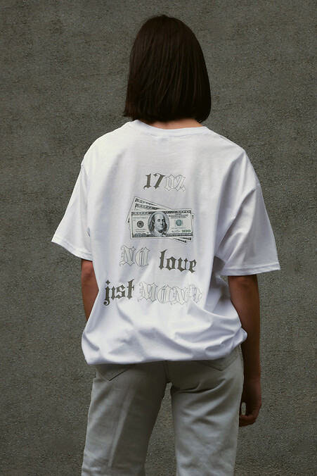 Übergroßes Damen-T-Shirt mit Aufdruck Without Dollar White - #8049253