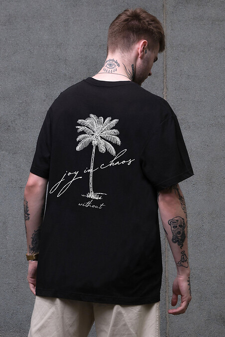 Męska koszulka oversize Without z nadrukiem Joy Palma Black - #8056253