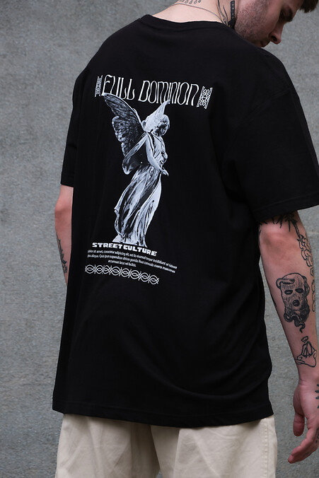 Übergroßes Herren-T-Shirt mit Aufdruck Without Dominion Schwarz - #8049254