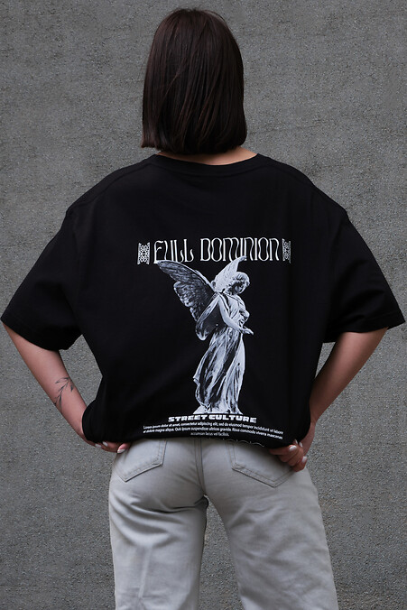 Übergroßes Damen-T-Shirt mit Aufdruck Without Dominion Schwarz - #8049255