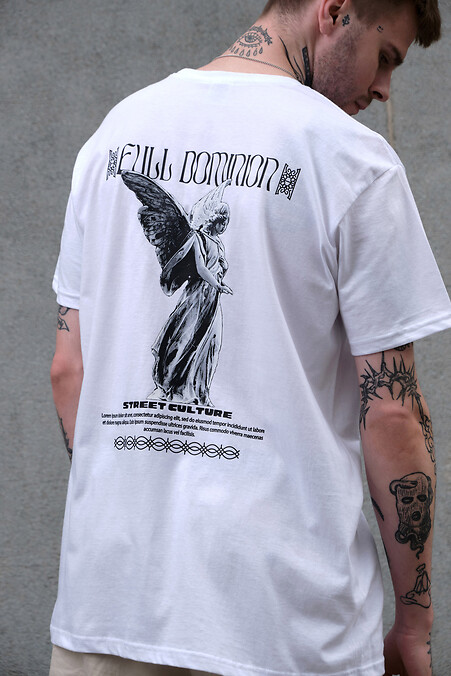 Men's Oversized T-Shirt With Print Without Dominion White - #8049256