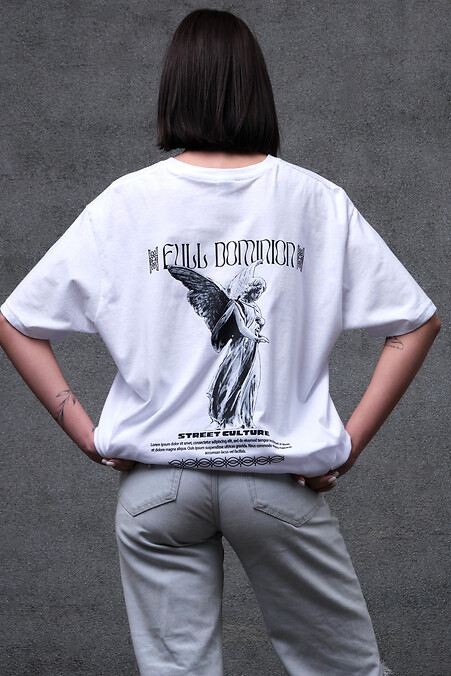 Übergroßes Damen-T-Shirt mit Aufdruck Without Dominion White - #8049257