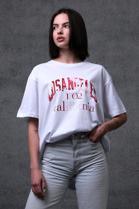 Women's Oversized T-Shirt With Print Without Califonia White - #8049261