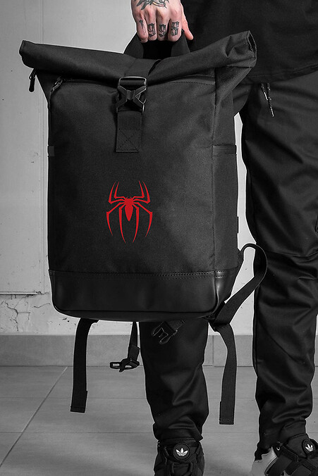 Przypadkowy plecak szkolny Rolltop dla chłopca z nadrukiem Spider-Man czarny - #8055262