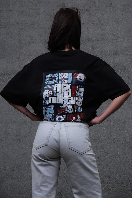Women's Oversized T-Shirt With Print Without Rick and Morty Black - #8049263