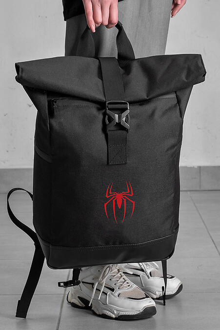 Lässiger Rolltop-Schulrucksack für Mädchen mit Spiderman-Aufdruck Schwarz - #8055263
