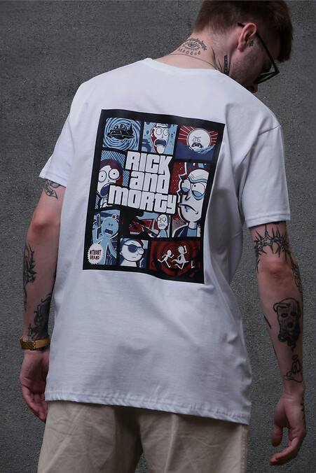 Men's Oversized T-Shirt With Print Without Rick and Morty White - #8049264