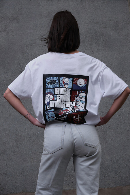 Übergroßes Damen-T-Shirt mit Aufdruck ohne Rick und Morty Weiß - #8049265