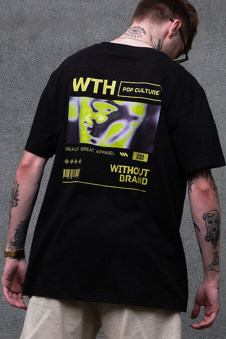 Men's Oversized T-Shirt With Print Without Pop Culture Black - #8049266