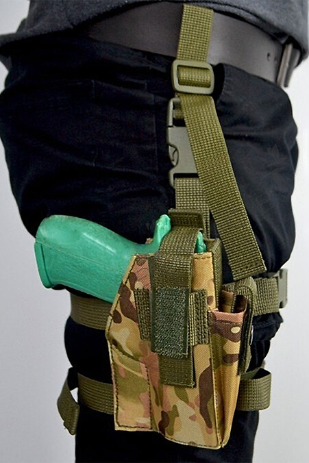 Holster universal thigh synthetic multicam. tactical gear. Color: green. #8046268
