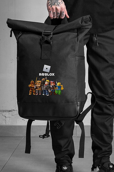 Przypadkowy plecak szkolny Rolltop dla chłopca z nadrukiem Roblox czarny - #8055268