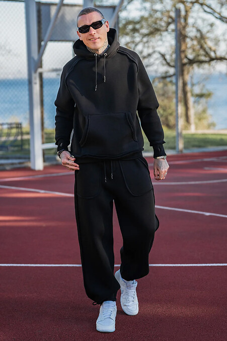 Ciepły garnitur męski oversize Franky 3 Black - #8034270