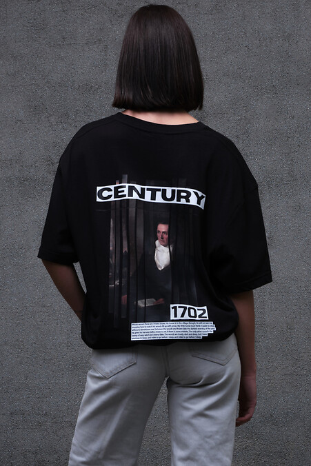 Übergroßes Damen-T-Shirt mit Aufdruck ohne Century Black - #8049271