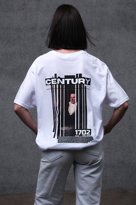 Übergroßes Damen-T-Shirt mit Aufdruck ohne Century White - #8049273