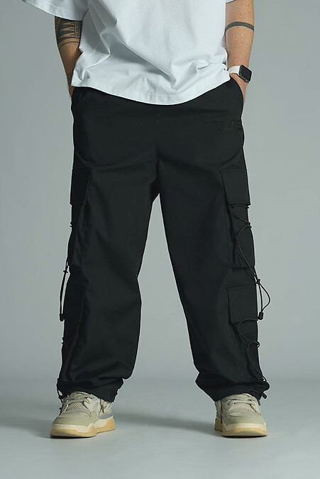 Męskie spodnie cargo typu oversize Droop. Spodnie. Kolor: czarny. #8043277
