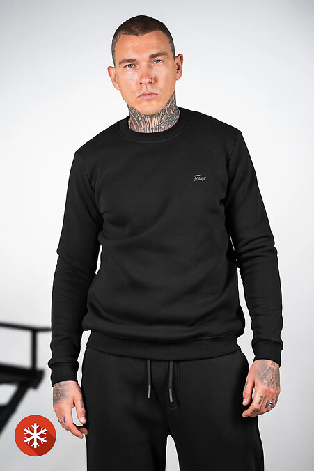 Męska ciepła bluza z logo Basic Black - #8034279