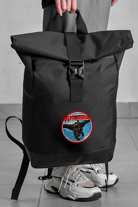Lässiger Rolltop-Schulrucksack für Mädchen mit Aufdruck How to Train Your Dragon Schwarz - #8055279