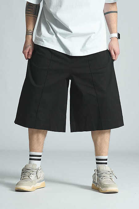 Oversized cotton shorts OGONPUSHKA black - #8043281