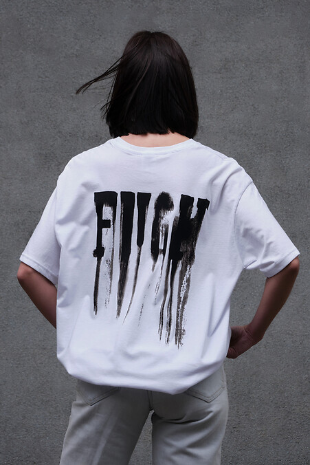 Übergroßes Damen-T-Shirt mit Aufdruck Without Fight Weiß - #8049281