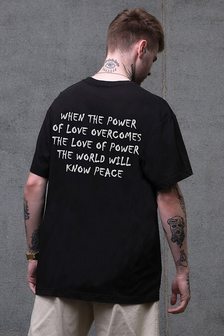 Męska koszulka oversize Without z nadrukiem Power Peace Black - #8056281