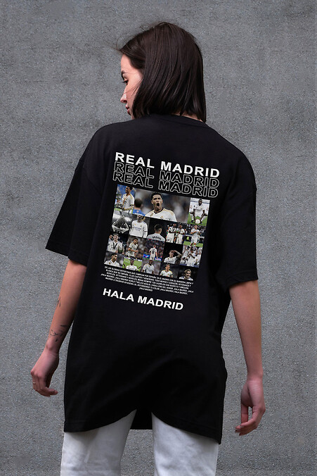 Женская футболка оверсайз Without с принтом Real Madrid Black - #8056284