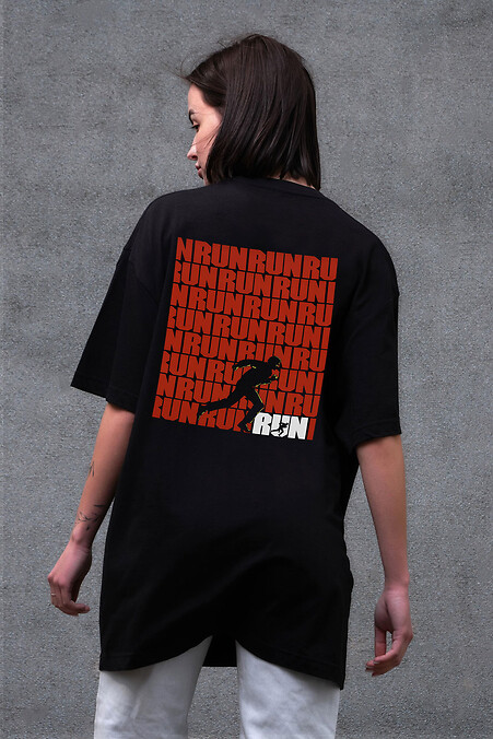 Women's Oversized T-Shirt Without Print Run Black - #8056288