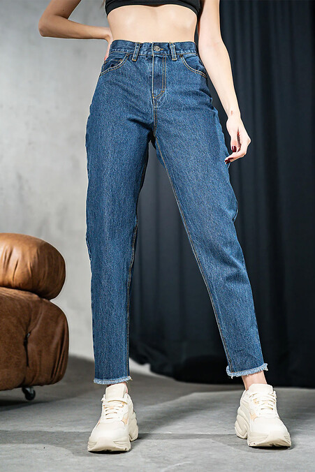 Damskie dżinsy mom skinny Denim Niebieskie - #8034294