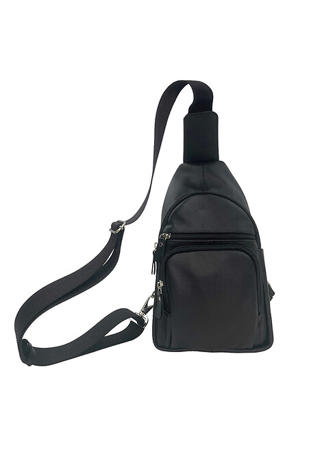 Black leather sling bag. chest bags. Color: black. #8046294