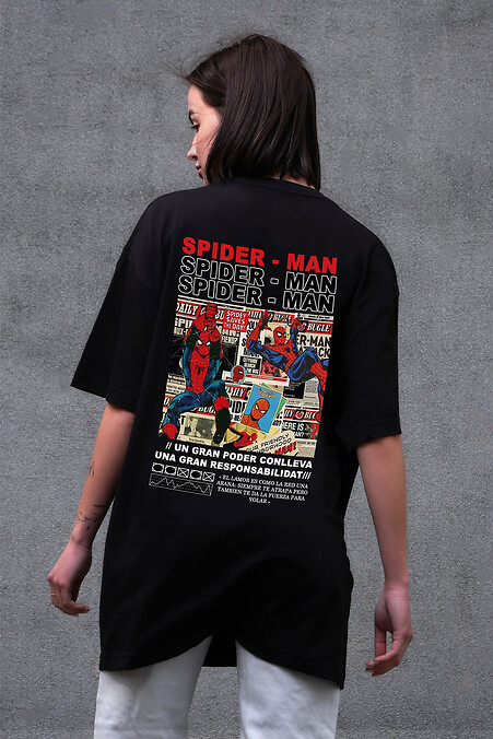 Women's Oversized T-Shirt Without Print Spider-Man Black - #8056294