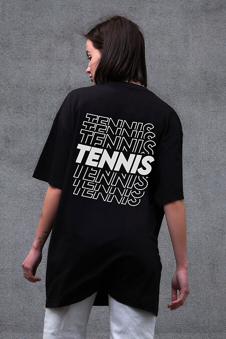 Women's Oversized T-Shirt Without Print Tennis Black - #8056296