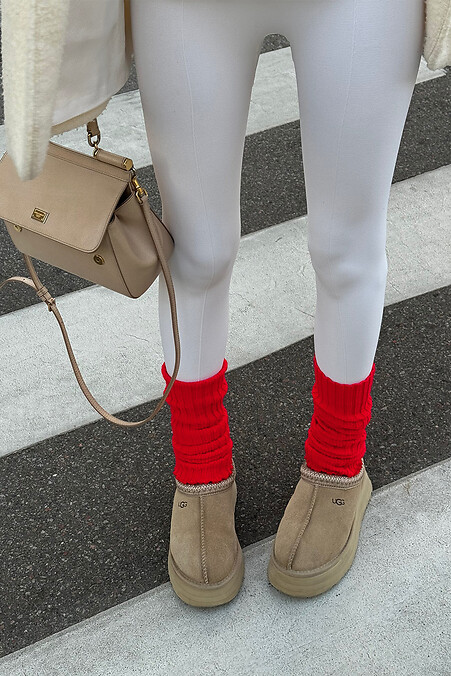 Red ribbed leggings - #2040299
