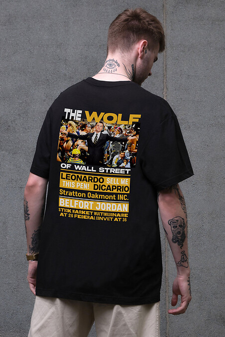 Męska koszulka oversize Without z nadrukiem Wolf Black - #8056305