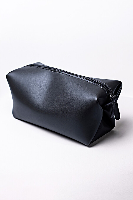 Косметичка з екошкіри чорного кольору - #8046306