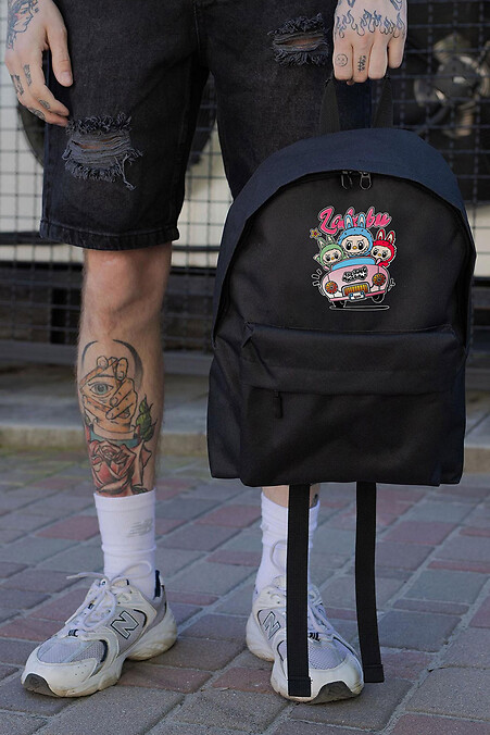 Casual Backpack School For Boys Compact With Labubu Print Black - #8055308