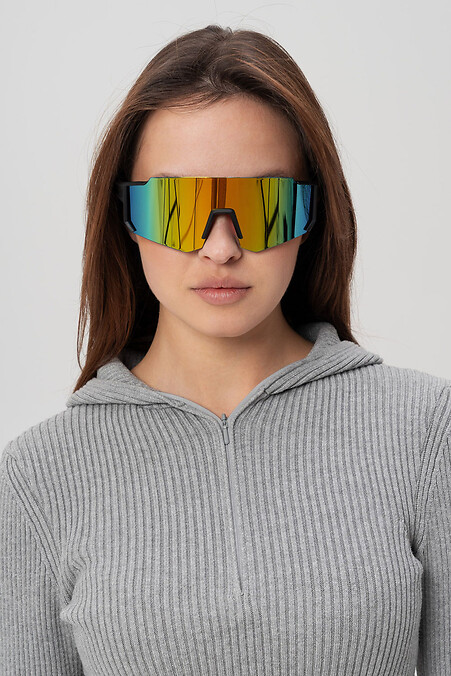 Women's Stylish Polarized Sunglasses Visor Black & Yellow - #8056310