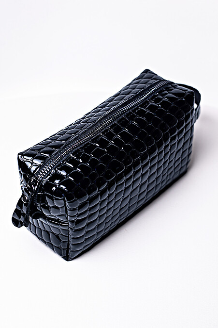 Lack-Kosmetiktasche aus schwarzem Öko-Leder - #8046313