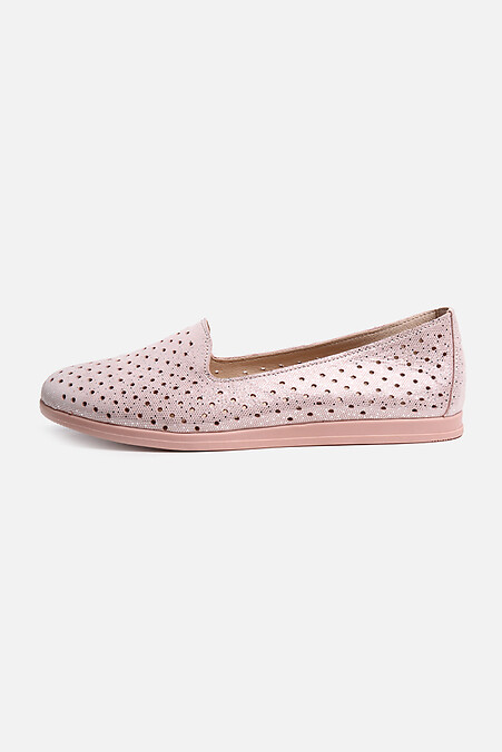 Flache Schuhe aus echtem Leder mit Perforationen. Schuhe. Farbe: rosa. #4205314