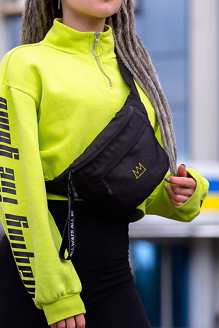 Жіноча Сумка Бананка Барсетка Через Плече  з Принтом Crown Black - #8055327