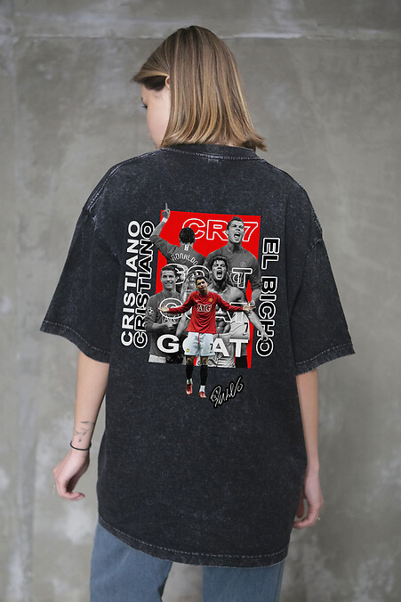 Cristiano Black Washed Oversized Women's T-Shirt - #8056327