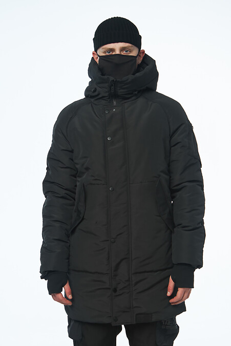 Чоловіча тепла парка чорного кольору - #8037328
